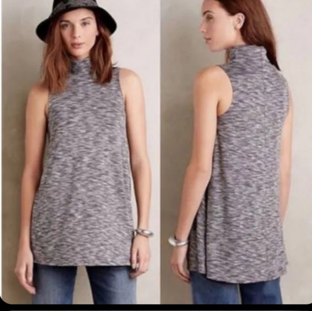 Anthropologie Postmark Gray‎ Turtleneck Swing Sleeveless Tank Top Womens